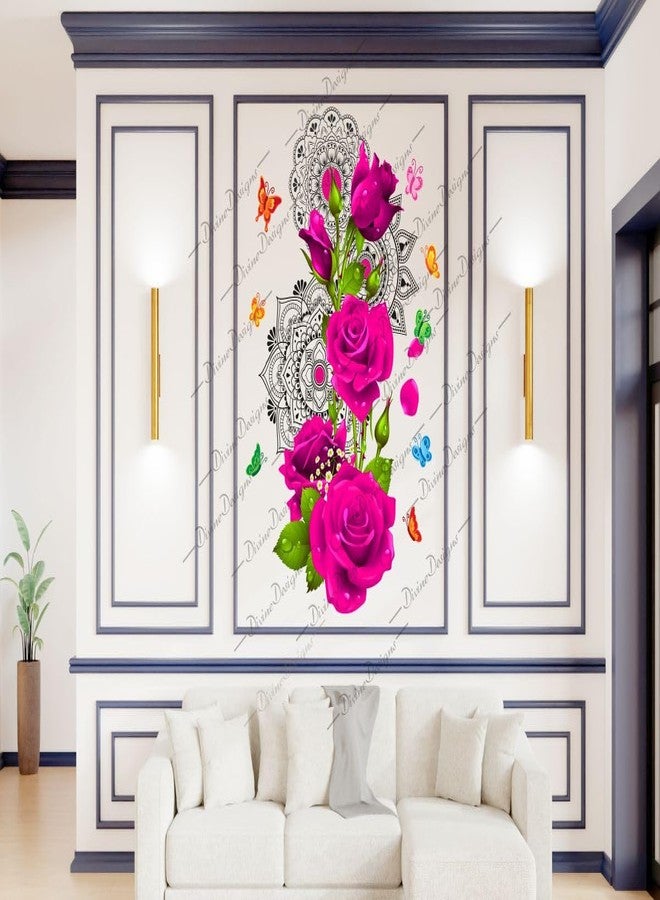 DivineDesigns ملصق فني بتصميم ماندالا جميل وورود وردية من DivineDesigns - Image 1